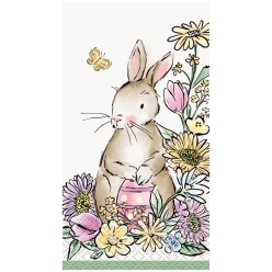 Watercolour Easter Bunny Long Dinner Napkins - 16 PK